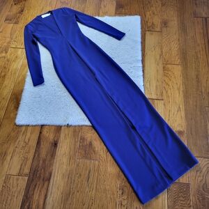 Solace London x Revolve Long Dress Gown Women's 2 Bodycon Slit V-Neck Formal